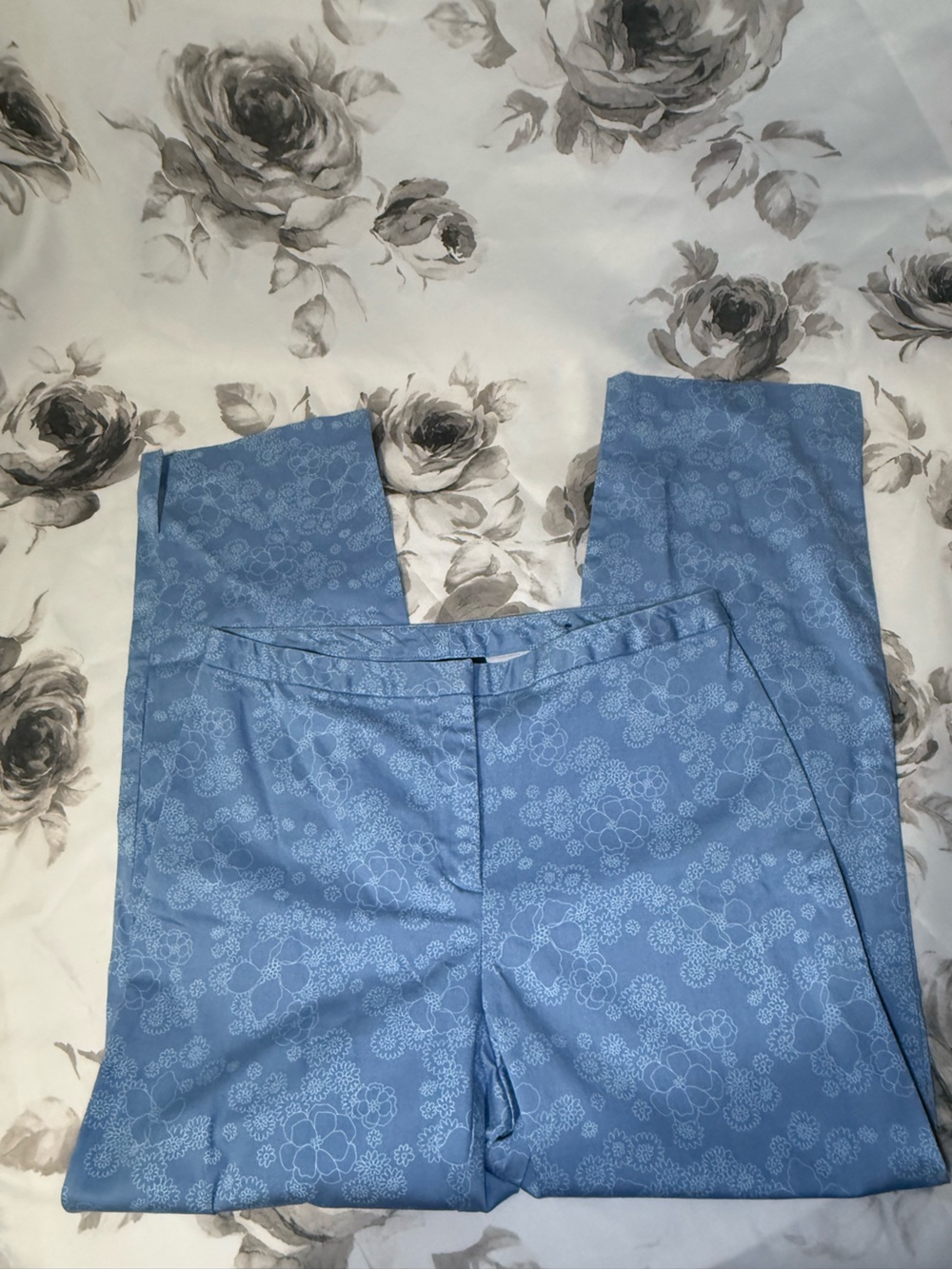 Ann Taylor Light Blue Floral Bermuda Shorts